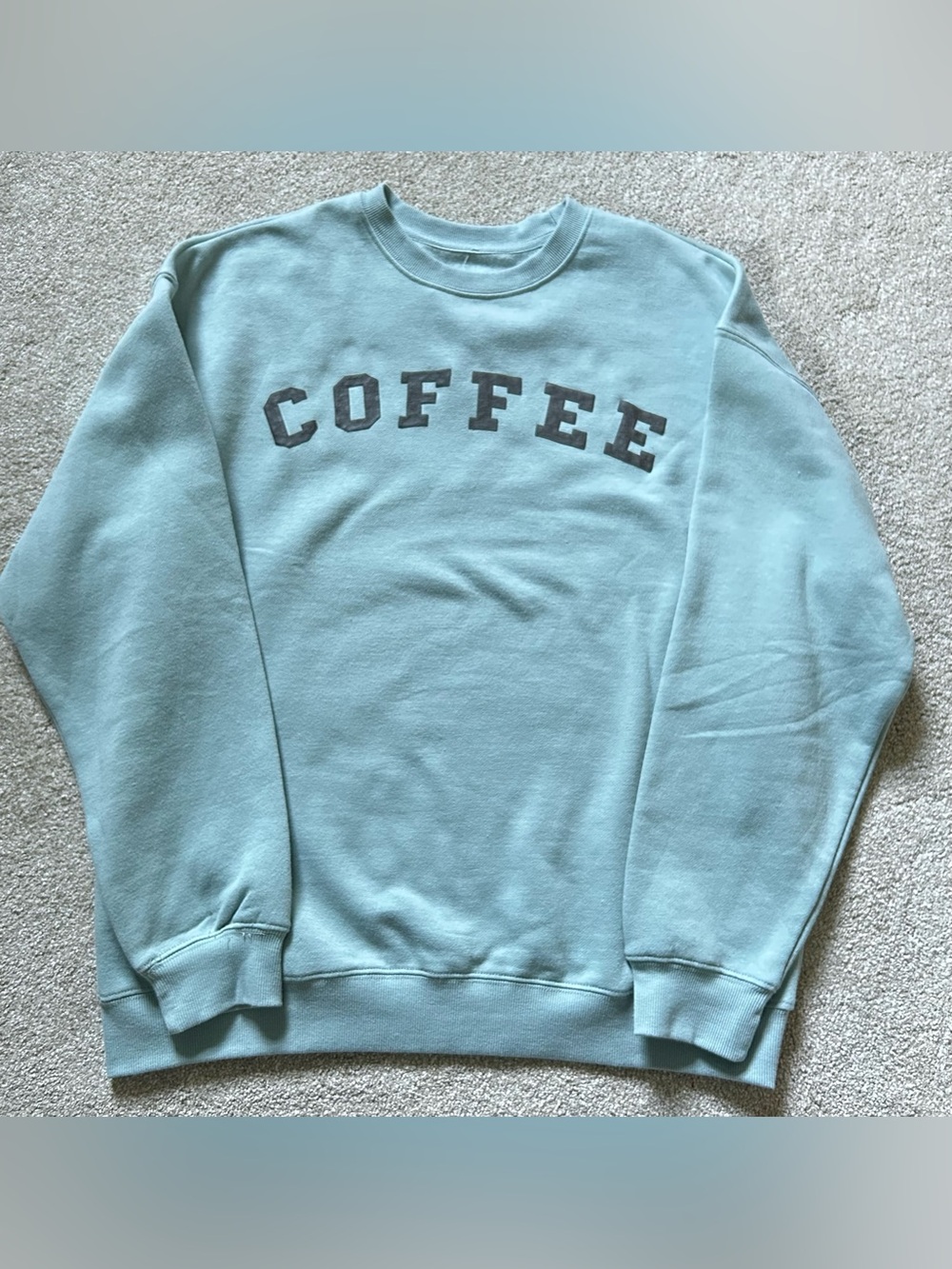 Goodie Two Sleeves COFFEE Sweatshirt 
Light greenish aqua. New XL